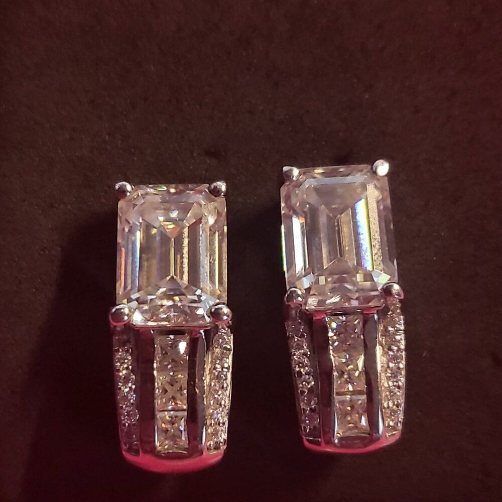 Moissanite Bridge J-Hoop Earrings